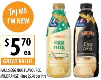 Supabarn Pauls Egg Nog Flavoured Milk Range 1 Litre offer