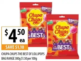 Supabarn Chupa Chups The Best Of Lollipops Bag Range 300g offer