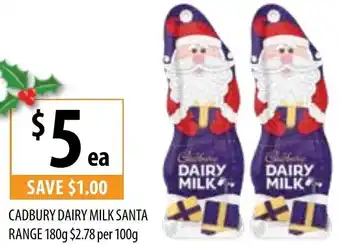 Supabarn Cadbury Dairy Milk Santa Range 180g offer