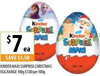 Supabarn Kinder Maxi Surprise Christmas Egg Range 100g offer