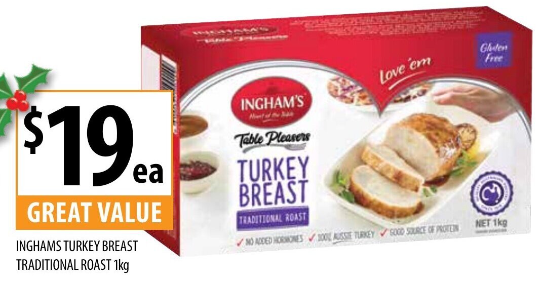 Inghams Turkey Breast Traditional Roast 1kg offer at Supabarn