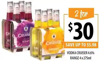 Supabarn Vodka Cruiser 4.6% Range 4x275ml offer