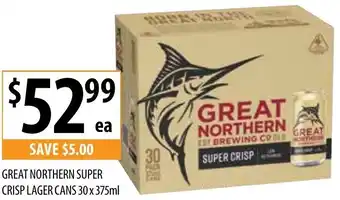 Supabarn Great Northern Super Crisp Lager Cans 30x375ml offer