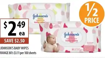 Supabarn Johnson's Baby Wipes Range offer