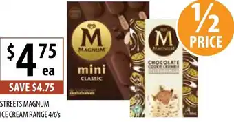 Supabarn Streets Magnum Ice Cream Range 4/6's offer
