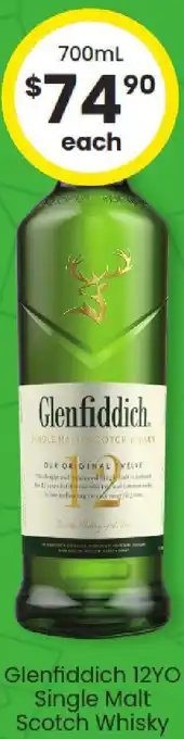 The Bottle O Glenfiddich 12YO Single Malt Scotch Whisky offer