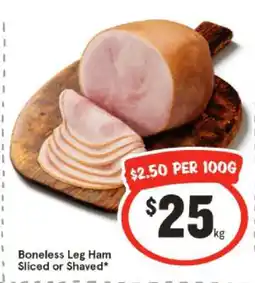IGA Boneless Leg Ham Sliced or Shaved offer
