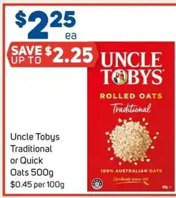 Foodland Uncle Tobys Traditional or Quick Oats 500g offer