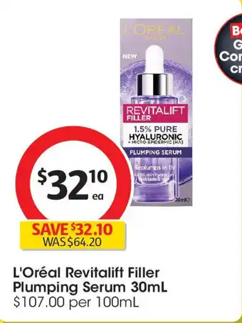 Coles L'Oréal Revitalift Filler Plumping Serum offer