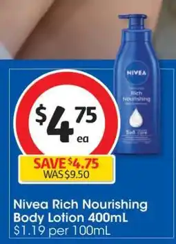 Coles Nivea Rich Nourishing Body Lotion 400mL offer
