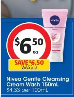 Coles Nivea Gentle Cleansing Cream Wash 150mL offer