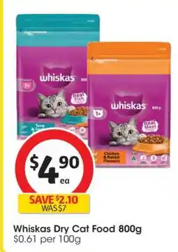 Coles Whiskas Dry Cat Food 800g offer