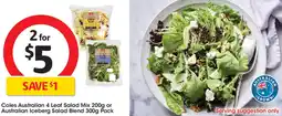 Coles Coles Australian 4 Leaf Salad Mix or Australian Iceberg Salad Blend Pack offer
