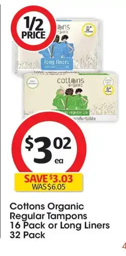 Coles Regular Tampons or Long Liners offer