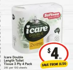 IGA Double Length Toilet Tissue 3 Ply offer
