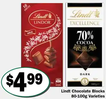 Friendly Grocer Lindt Chocolate Blocks offer