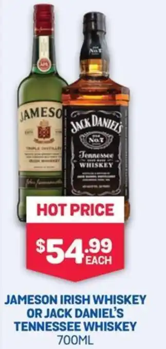 Bottlemart Jameson irish whiskey or jack daniel's tennessee whiskey offer