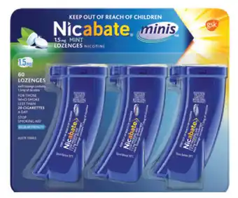 Alliance Pharmacy Nicabate mini’s 1.5mg lozenges 60 pack offer