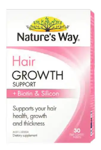 Star Discount Chemist Nature's way hair growth support + biotin & silicon 30 film coated tablets offer
