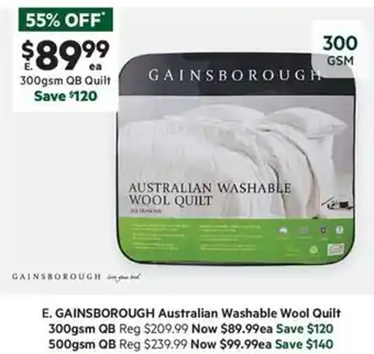 Harris Scarfe GAINSBOROUGH Australian Washable Wool Quilt offer