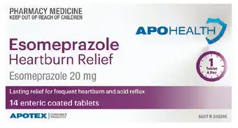 Apohealth esomeprazole 20mg 14 tablets