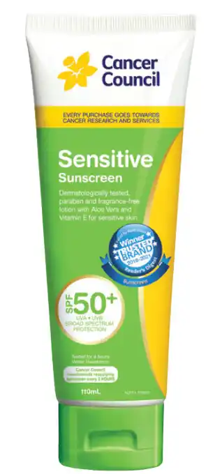 Cancer council sensitive sunscreen spf 50+ 110ml