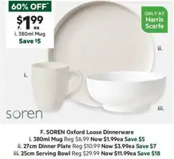 Harris Scarfe SOREN Oxford Loose Dinnerware offer