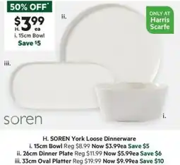 Harris Scarfe SOREN York Loose Dinnerware offer