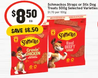 IGA Schmackos Strapz or Stix Dog Treats offer