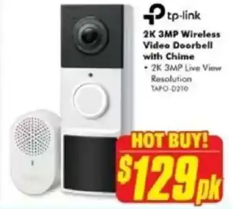 The Good Guys tp-link 2K 3MP Wireless Video Doorbell with Chime offer