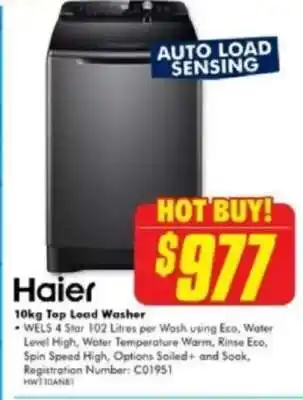 The Good Guys Haier 10kg Top Load Washer offer