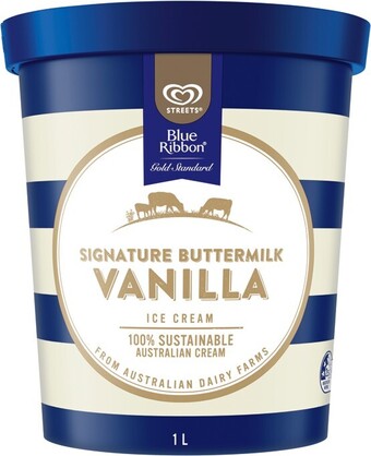 IGA Streets Blue Ribbon Crafted Ice Cream 1 Litre Selected Varieties offer