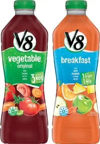 IGA V8 Juice or Plantly Enhanced Water+Juice 1.25 Litre Selected Varieties offer