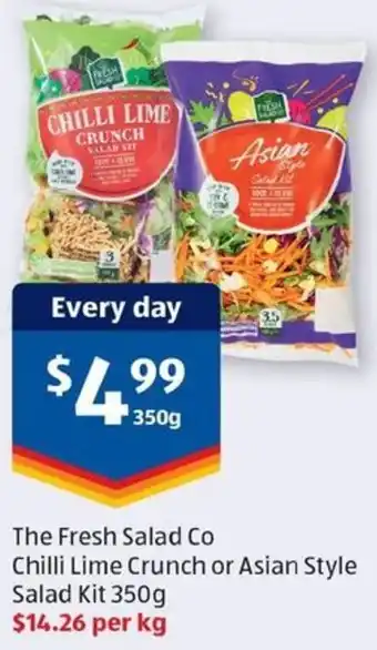 ALDI The Fresh Salad Co Chilli Lime Crunch or Asian Style Salad Kit offer