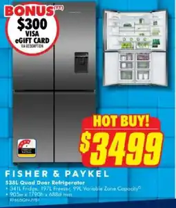 The Good Guys Fisher & paykel 538l quad door refrigerator offer