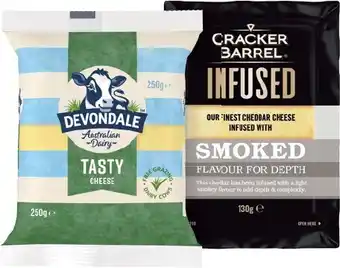 IGA Cracker Barrel Infused or Devondale Cheese Block 130-250g Selected Varieties offer