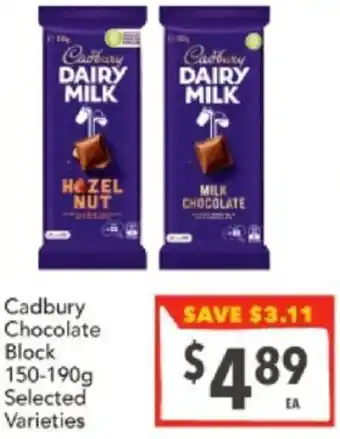 Supa Valu Cadbury Chocolate Block Selected Varieties offer