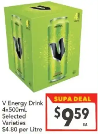 Supa Valu V Energy Drink Selected Varieties offer