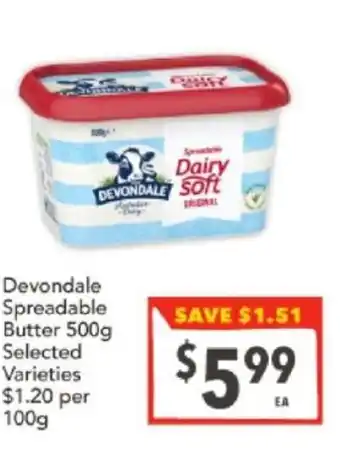 Supa Valu Devondale spreadable butter offer