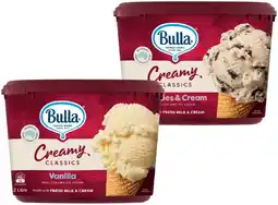 IGA Bulla Creamy Classics Ice Cream 2 Litre Selected Varieties offer