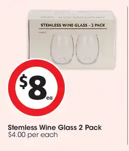 Coles Stemless wine glass 2 pack offer