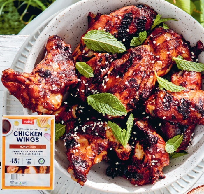 Coles RSPCA Approved Chicken Wings Honey & Soy 1kg offer at Coles