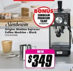 The Good Guys Origins slimline espresso coffee machine - black offer
