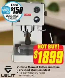 The Good Guys Victoria manual coffee machine - brushed stainless steel offer