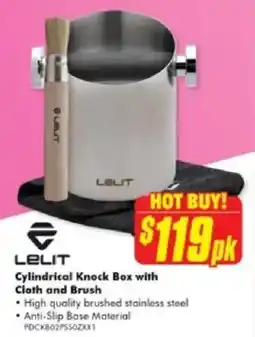 The Good Guys Cylindrical Knock Box with Cloth and Brush offer