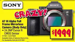 JB Hi-Fi A7 III Alpha Full Frame Mirrorless Camera [Body Only] offer
