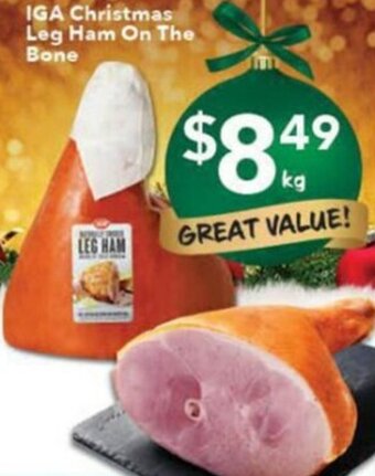 Ritchies IGA Christmas Leg Ham On The Bone offer