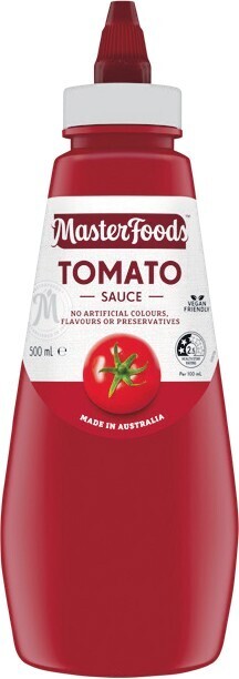 Woolworths MasterFoods Tomato, Barbecue, Smokey Barbecue, Aussie Farmers or Hidden Veg Sauce 475-500ml offer