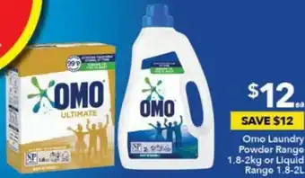 Omo Laundry Powder Range 1.8-2Kg Or Liquid Range 1.8-2L