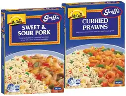 IGA McCain Griff’s Curried Prawns or Sweet & Sour Pork Frozen Meal 400g offer